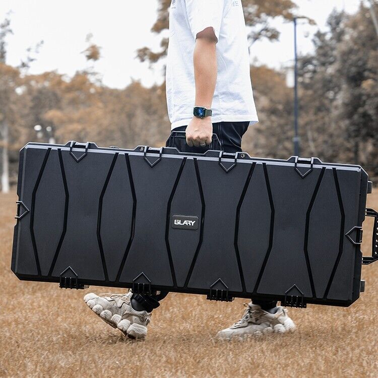 Double Rifle Case Egg Foamed Lined Hard Durable Gun Case Airline Approved Black