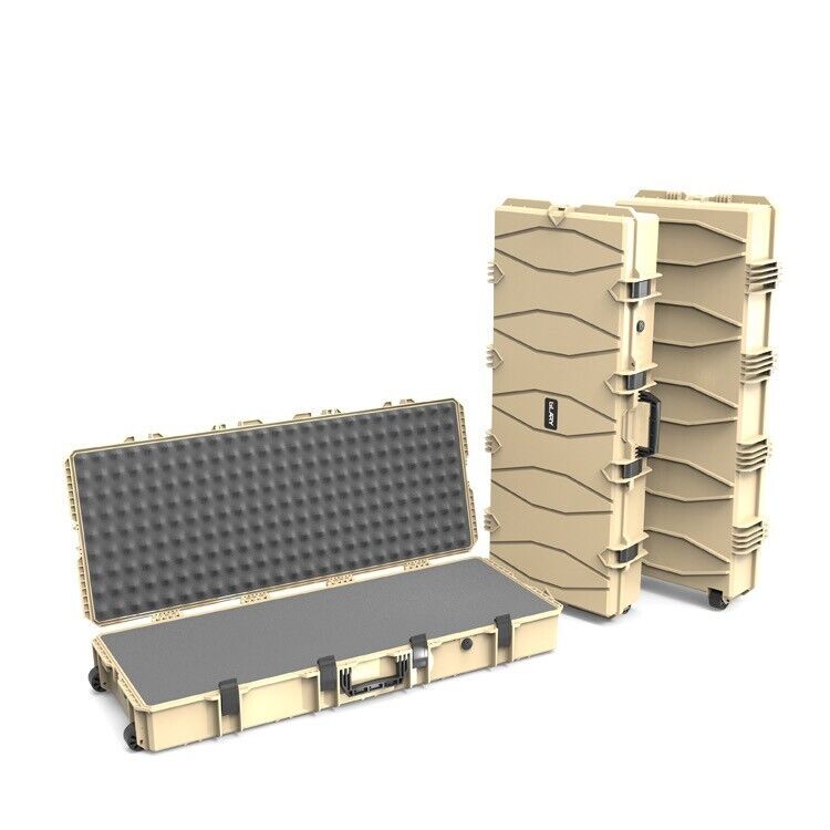 Double Rifle Case Egg Foamed Lined Hard Durable Gun Case Airline Approved Tan