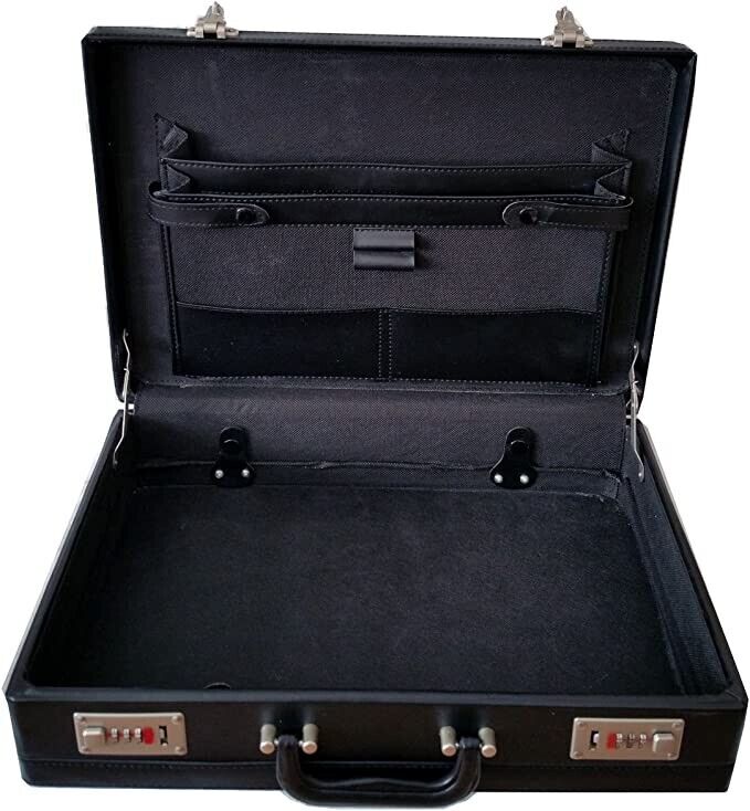 Executive Faux Leather Business Briefcase Attache Travel Case Work Bag UK