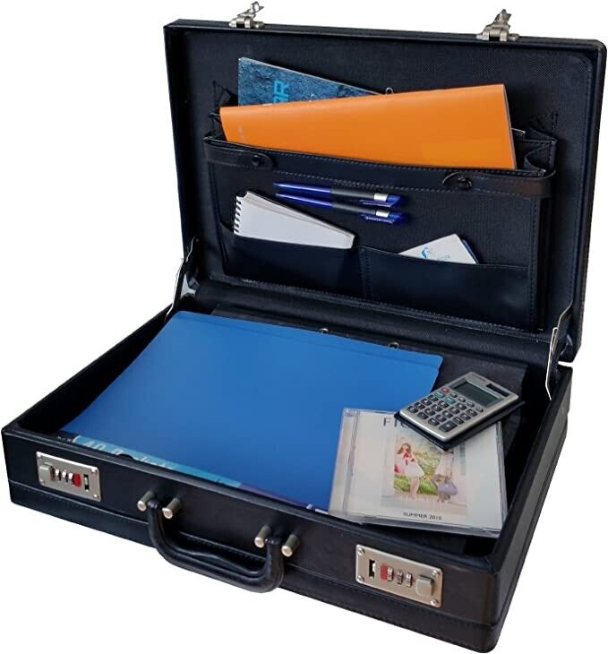 Executive Faux Leather Business Briefcase Attache Travel Case Work Bag UK