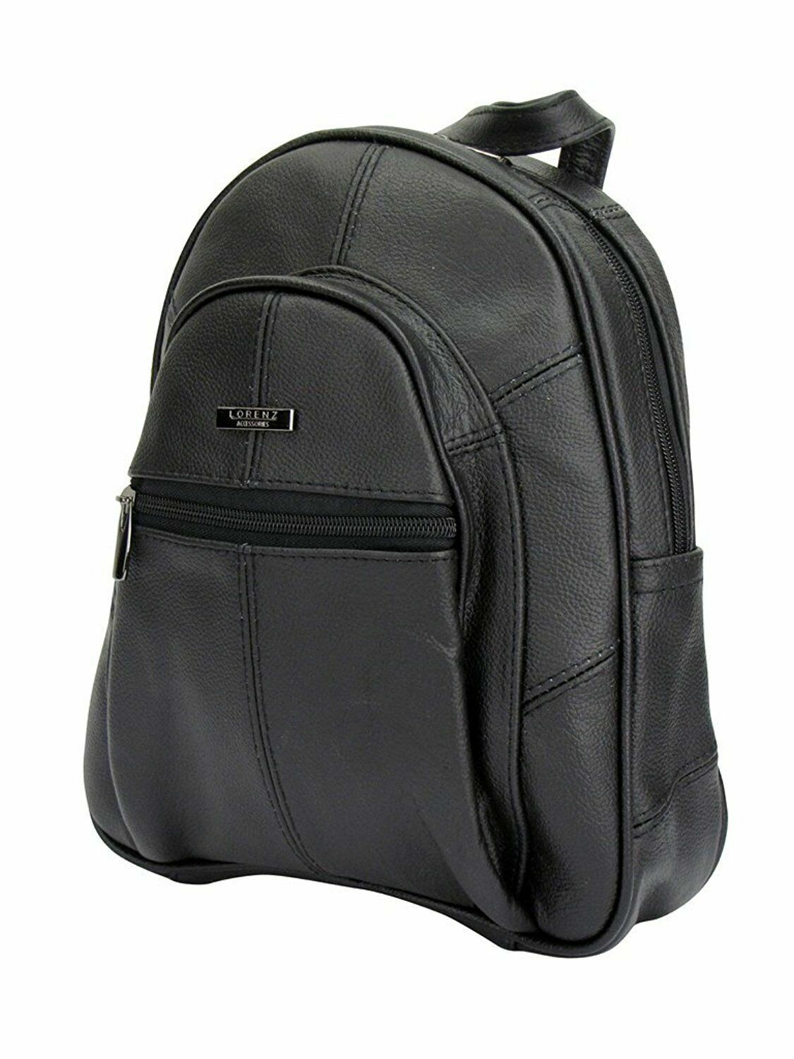 BLACK REAL LEATHER BACKPACK small rucksack travel shoulder bag WOMENS NEW