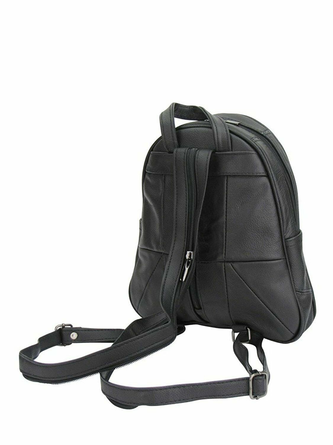 BLACK REAL LEATHER BACKPACK small rucksack travel shoulder bag WOMENS NEW