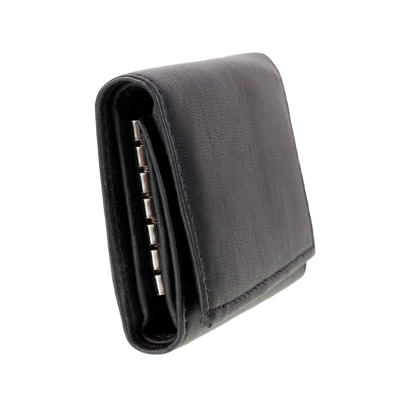 Black Leather Key Holder / Key Case Wallet Soft Nappa Leather 6 hooks