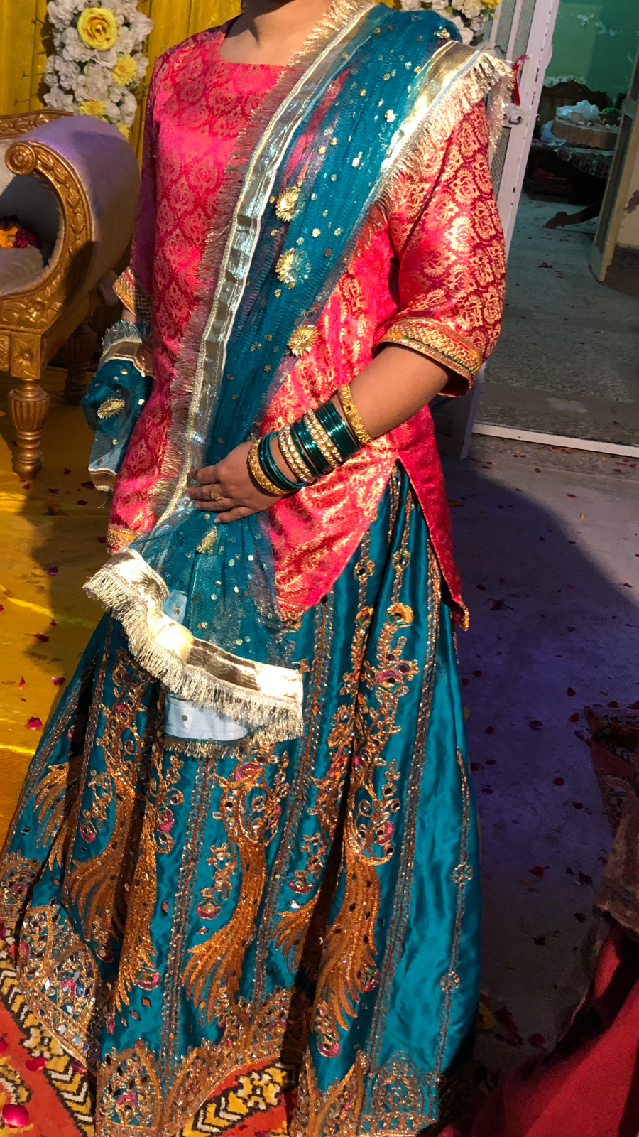 Asian Ladies Indian Pakistani Wedding/Party Dress Lehenga  With Duppatta MEHNDI