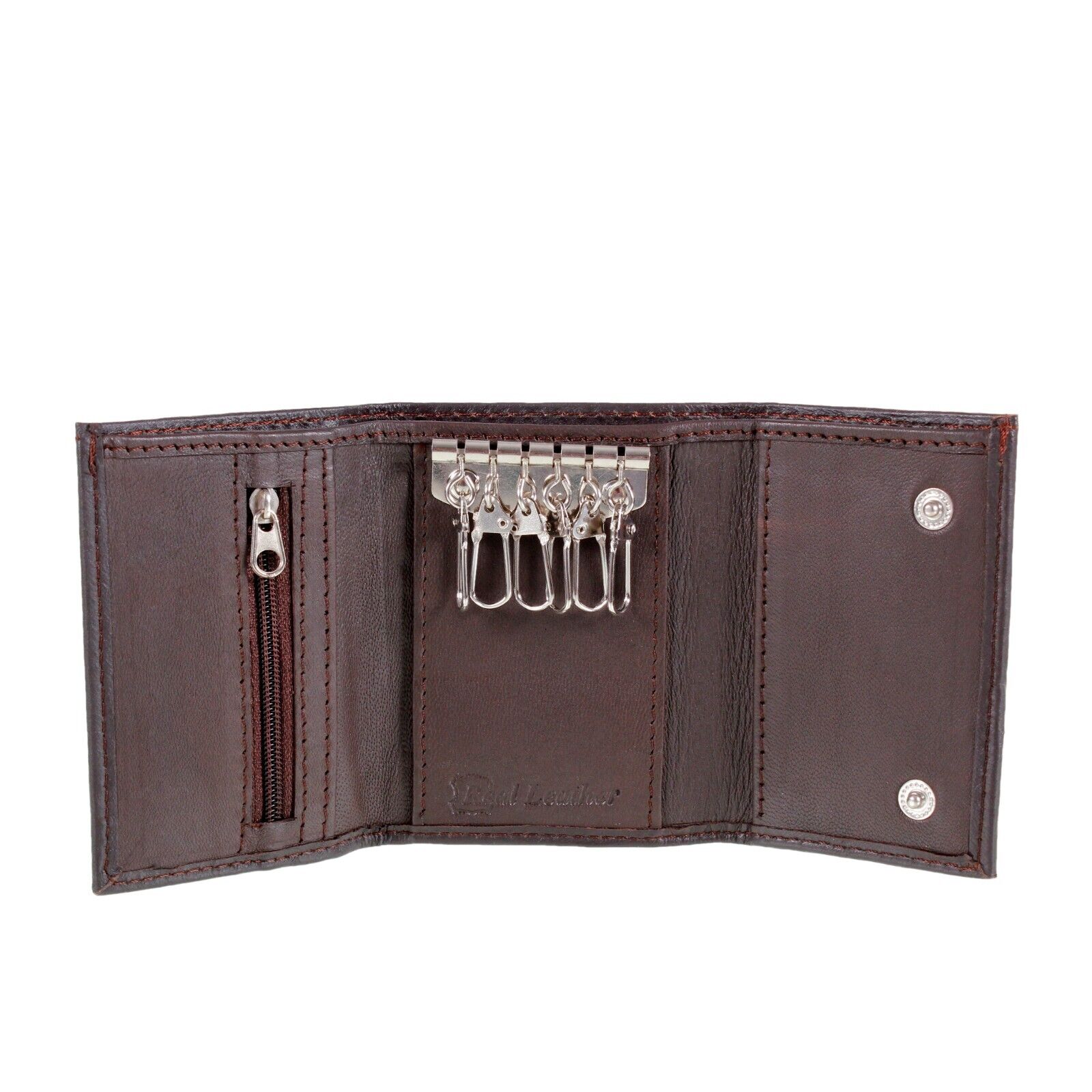 Brown Leather Key Holder / Key Case Wallet Soft Nappa Leather 6 hooks