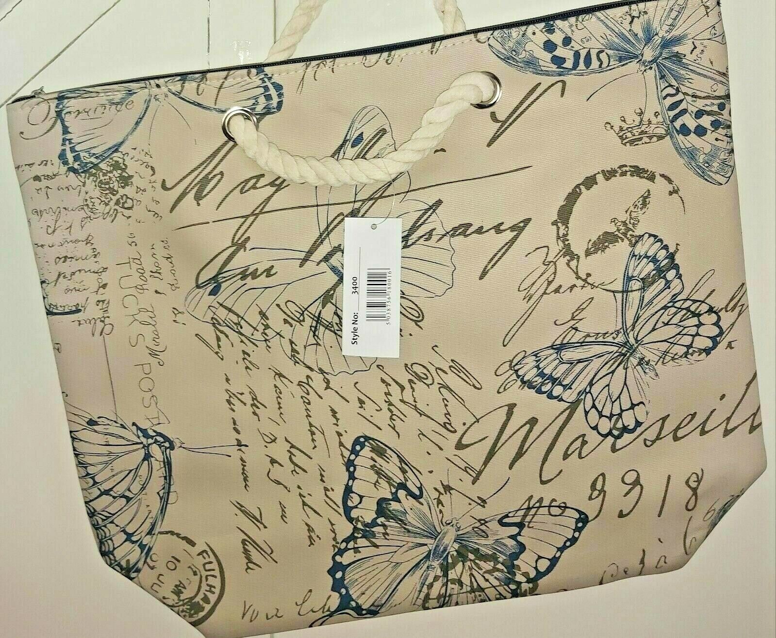 CANVAS SHOPPING BAG ROPE HANDLES Various designs GROCERY strong UK SELLER