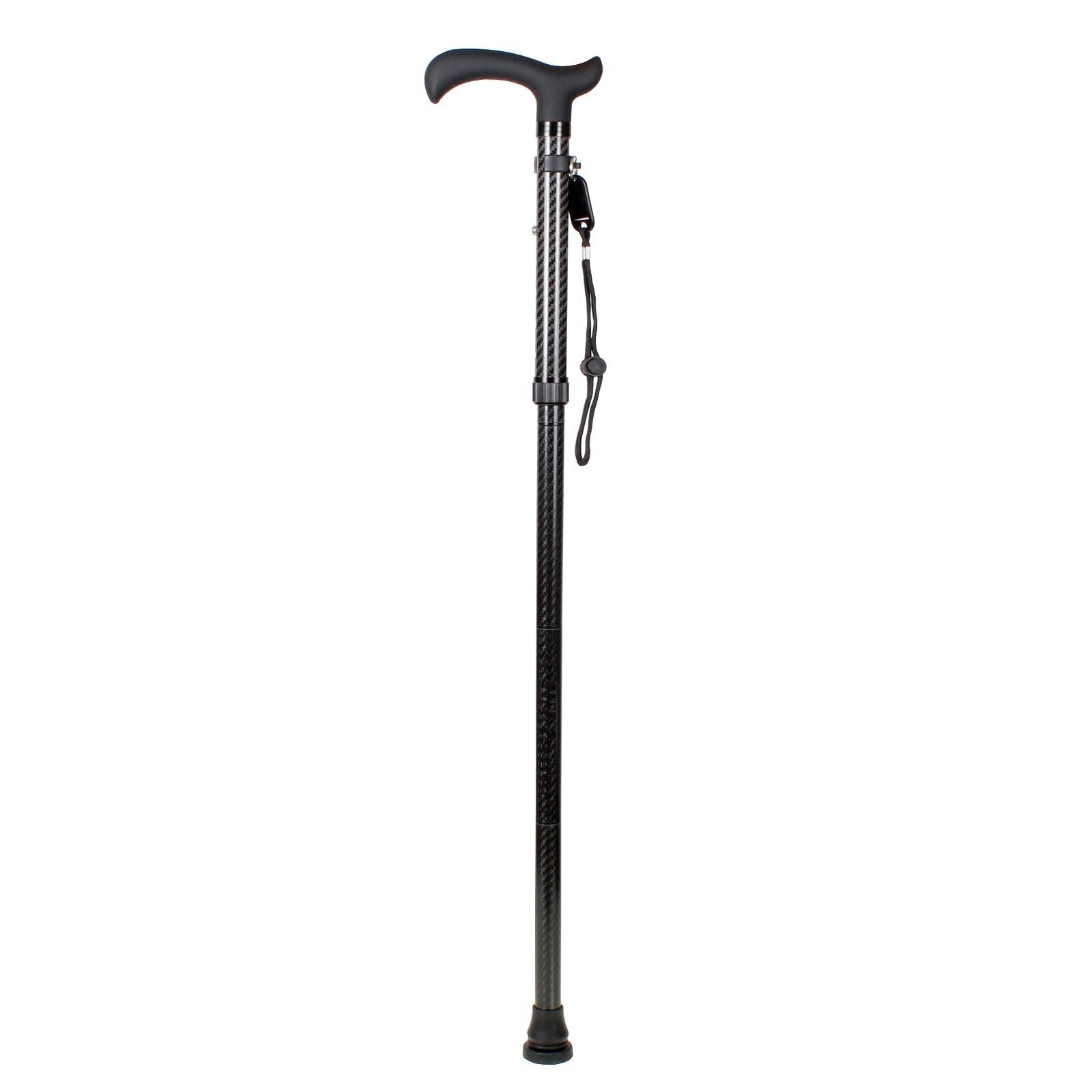 Carbon Fibre 4-Part Folding Adjustable Walking Stick Cane Mens Ladies quality