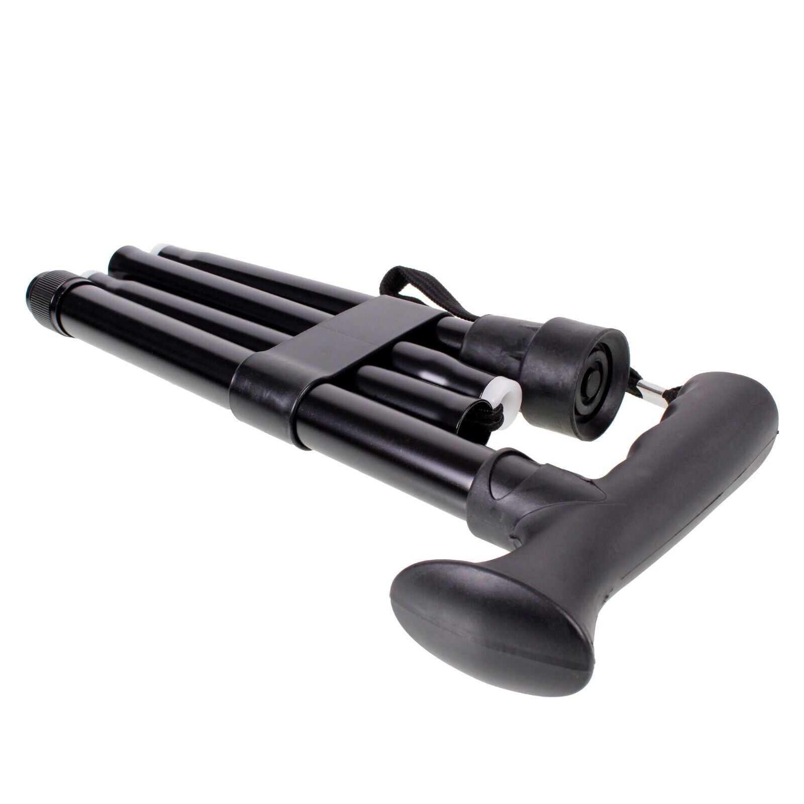 Folding Adjustable Aluminium Metallic Compact Walking Stick Cane UK