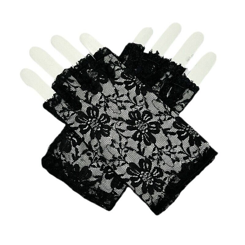 80s Style Short Lace Fingerless Gloves UK B
