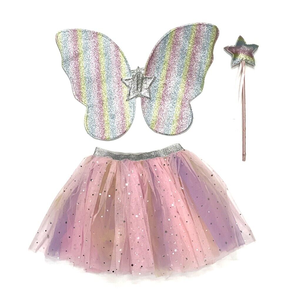 3 Pcs/set Fairy Wings and Wand for Girls Costume Multilayer Tutu Skirt Child