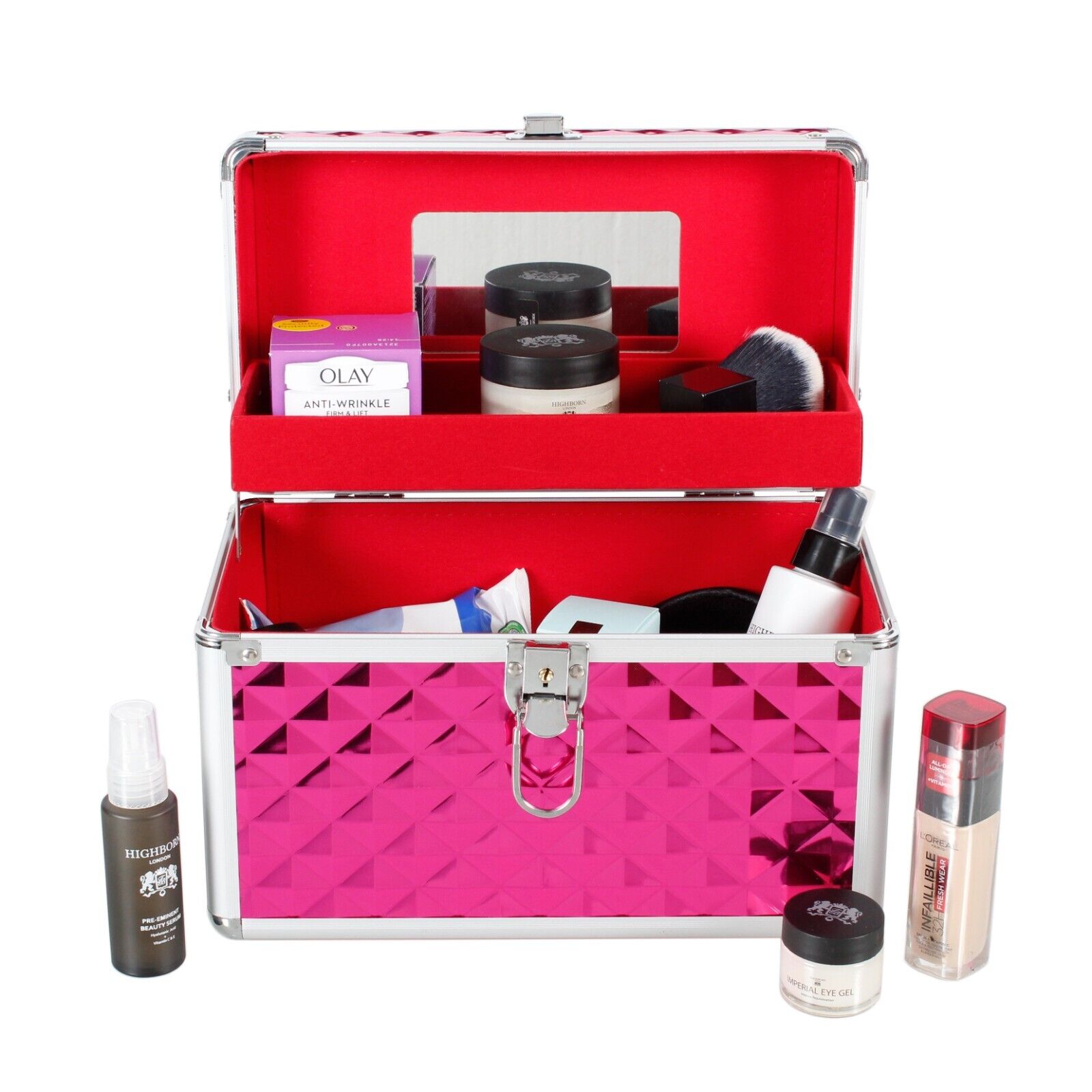 Aluminium Make Up Travel Storage Box Cosmetic Beauty Vanity Case Organiser AR