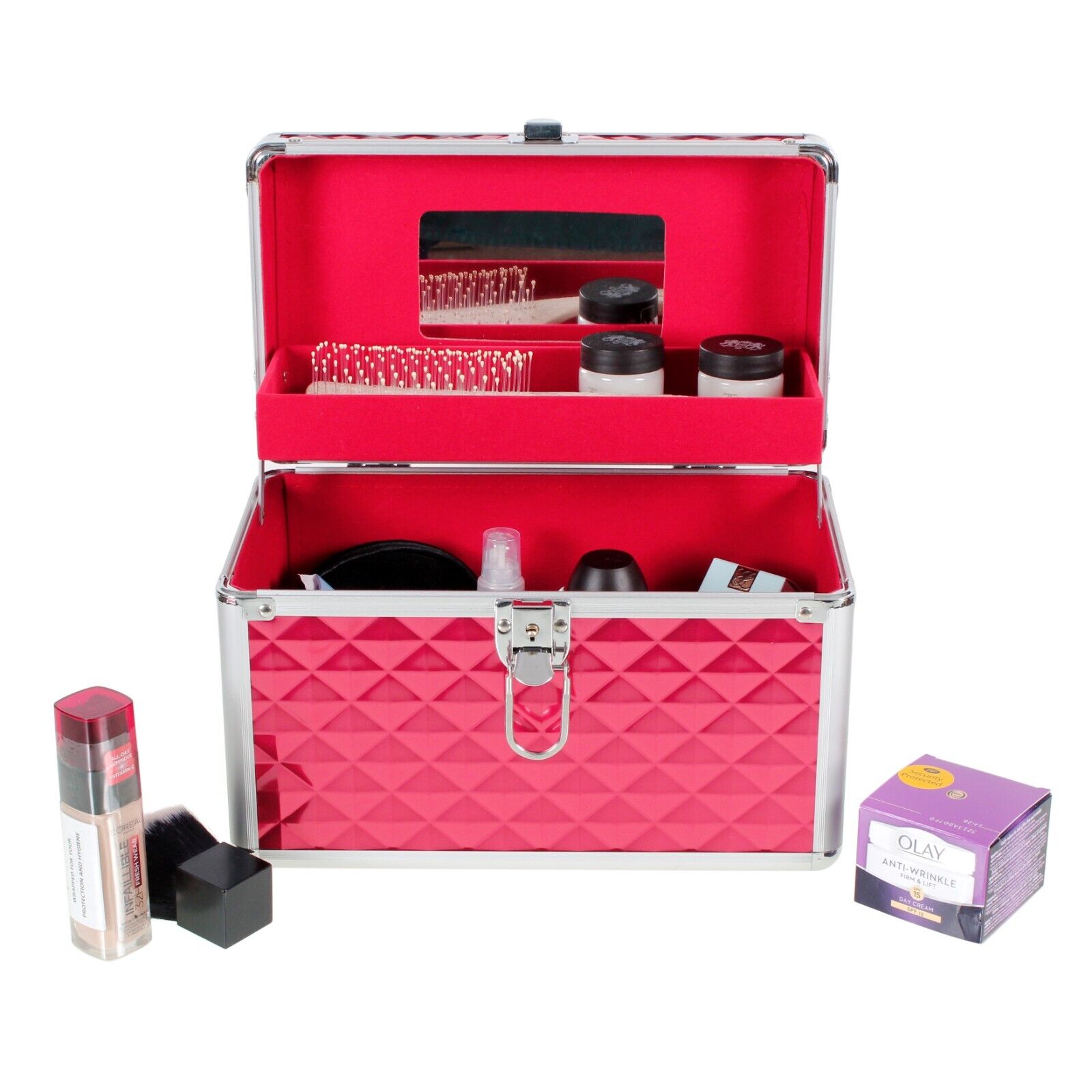 Aluminium Make Up Travel Storage Box Cosmetic Beauty Vanity Case Organiser AR