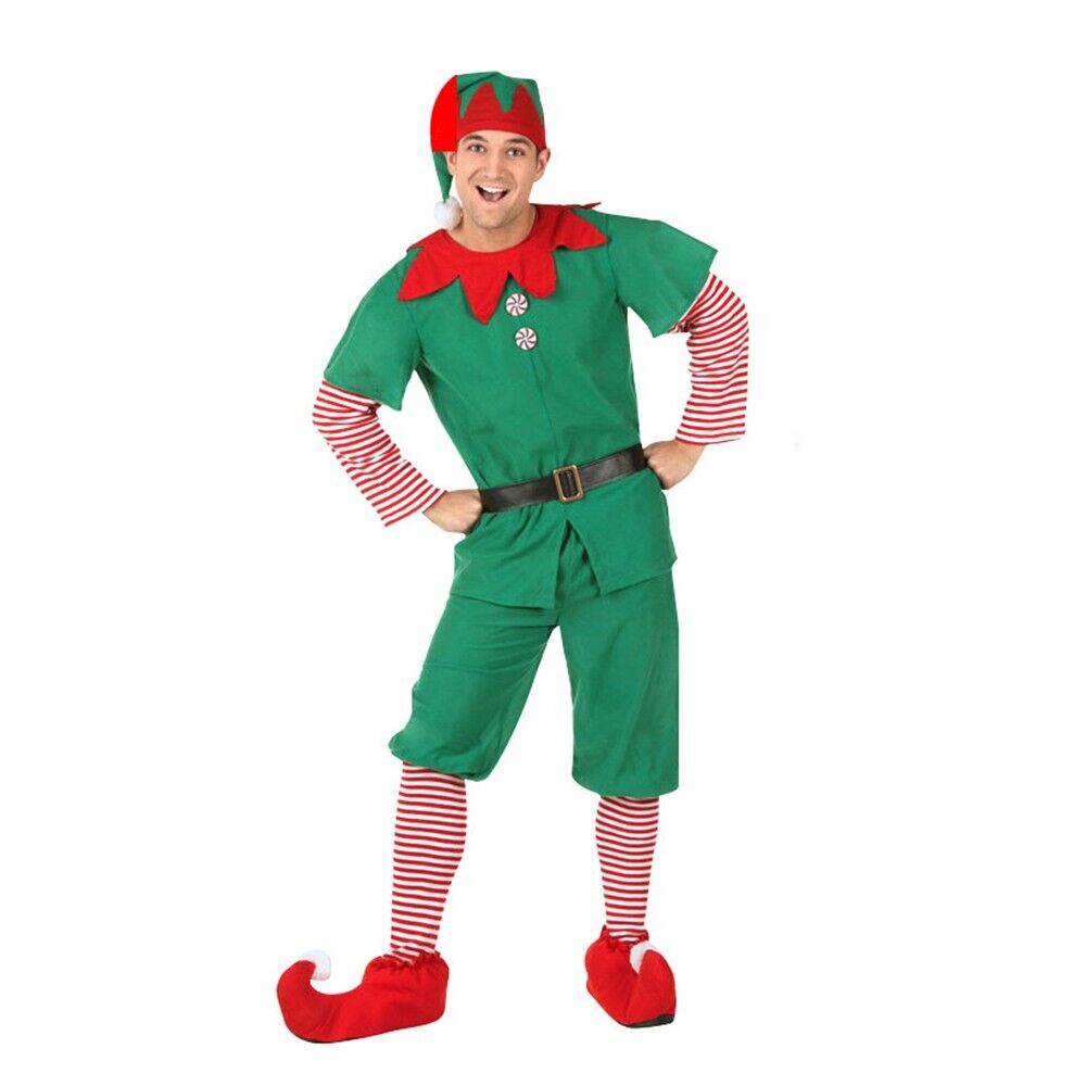 Adult Christmas Elf Cosplay Costume Xmas Perform Clothes Fancy Dress UK