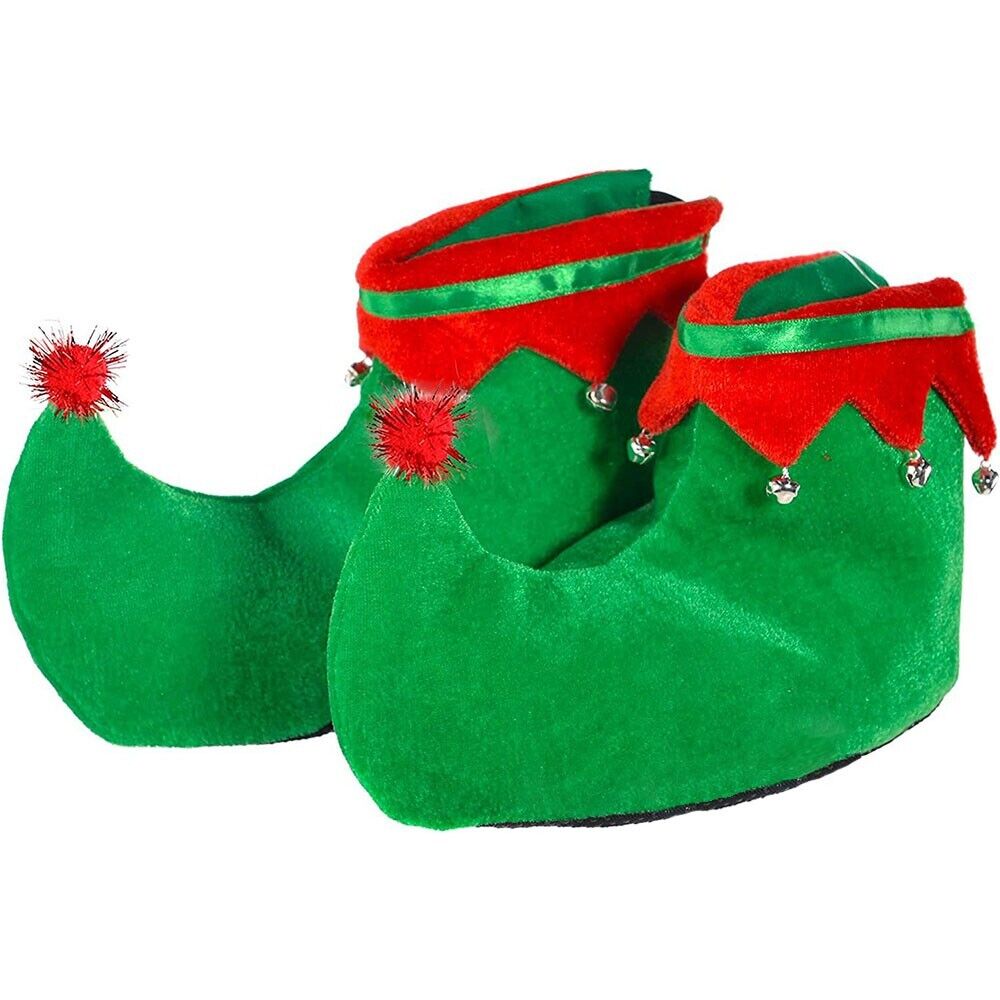 ADULT ELF JESTER PIXIE BOOTS Green Red Shoes Christmas Xmas Fancy Dress
