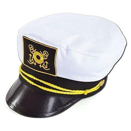 ADULT CAPTAIN HAT Yacht Boat Navy Sailor Sea Marine Fancy Dress Costume