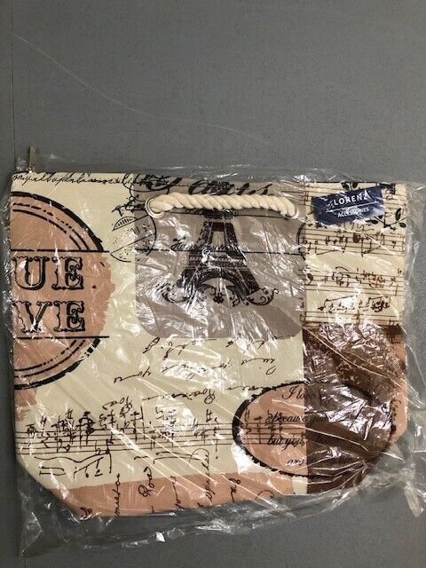 BEACH BAG CANVAS SHOPPING BAG TOTE / ROPE HANDLES