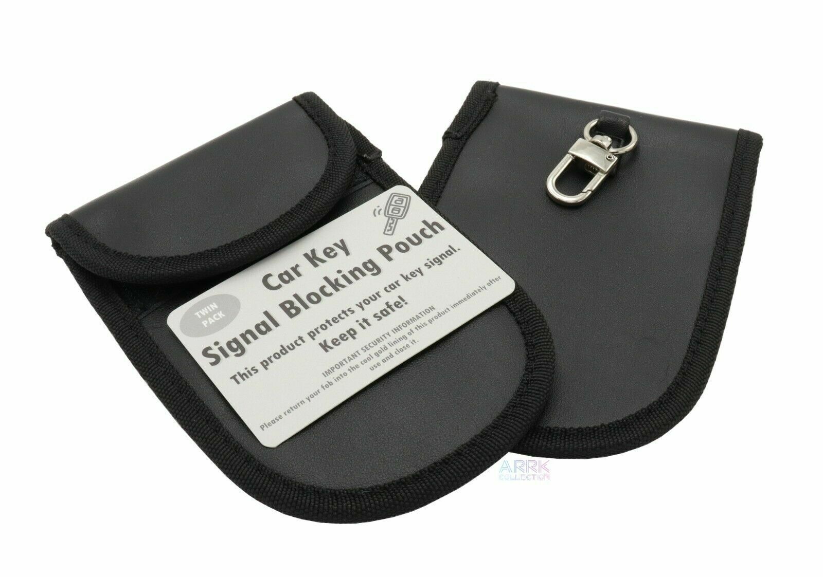 Car Key Signal Blocker Blocking RIFD Bag Cage Key less Fob Black Pouch Case 2pcs