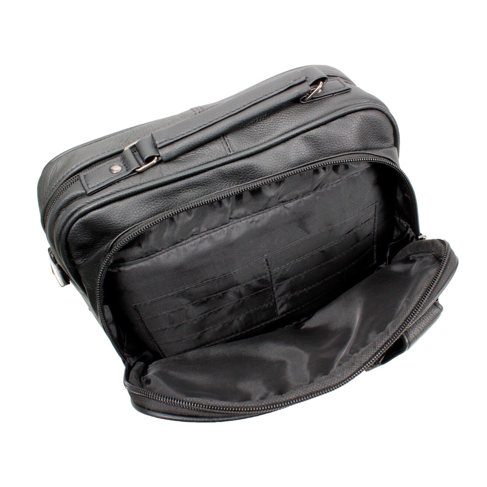 BLACK LADIES WOMENS LEATHER HANDBAG ORGANISER SHOULDER TRAVEL BAG IN COWHIDE