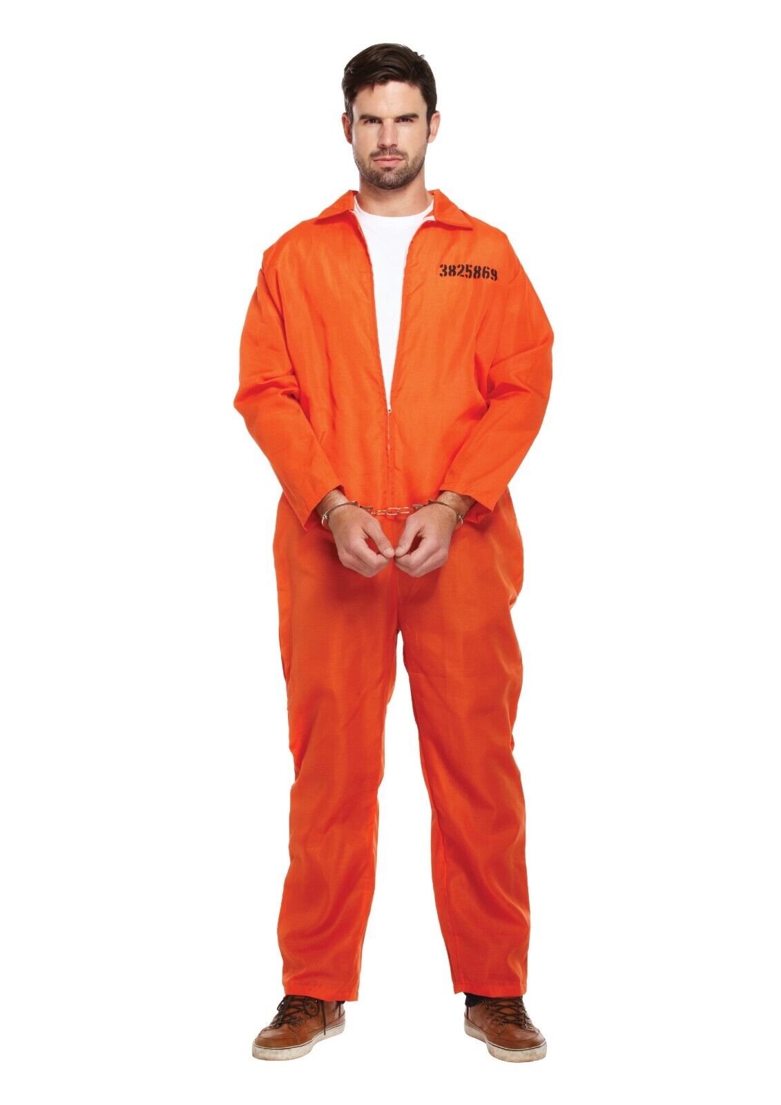 Adults Classic Orange Prisoner Jumpsuit Prison Inmate Fancy Dress Costume Outfit
