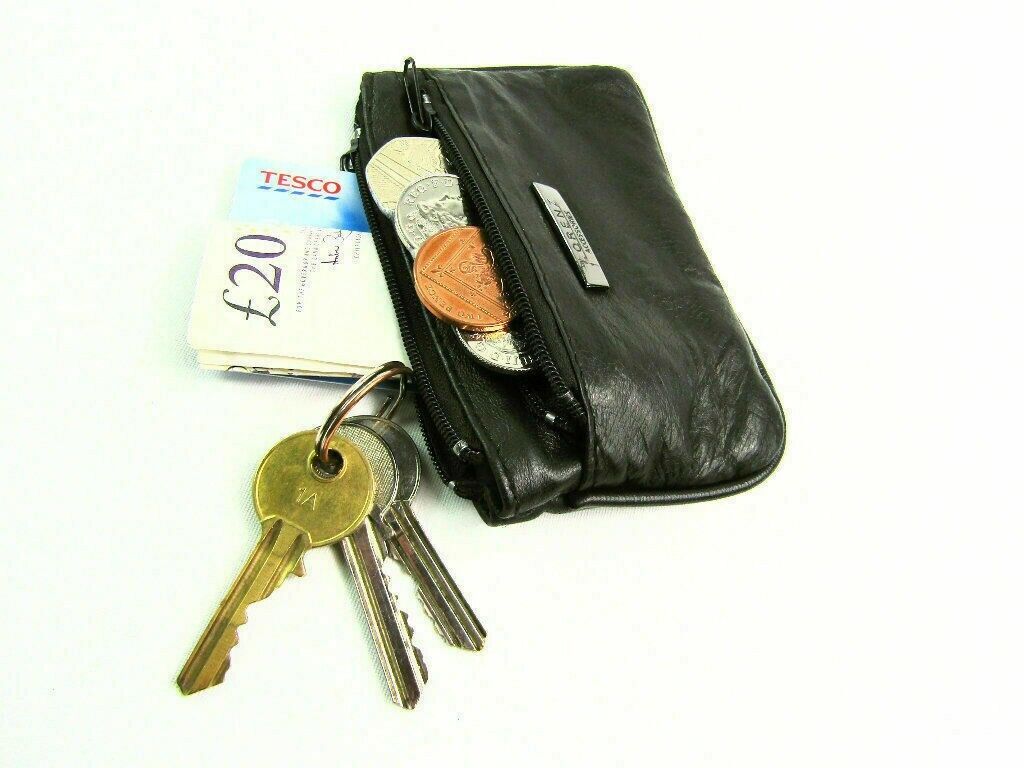 Coin Zip Purse Leather Credit Card Small Soft