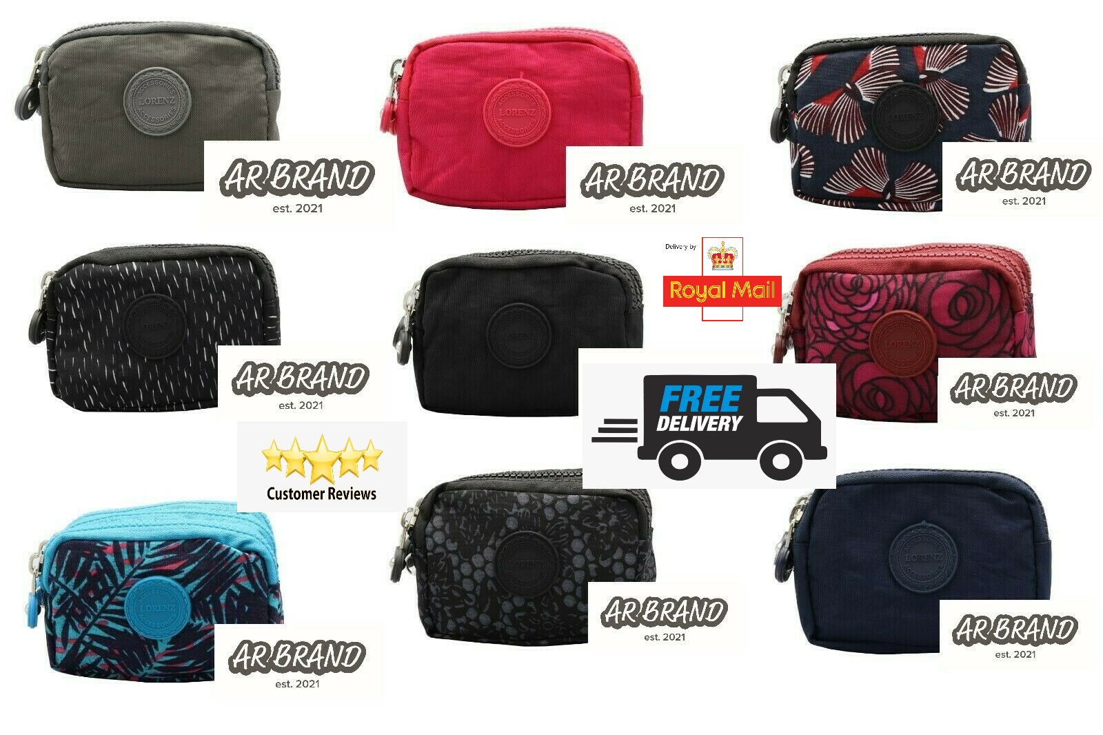 Design Ladies Women Girls Kids Small Zip Round Coin Purse with 3 Zip Closer