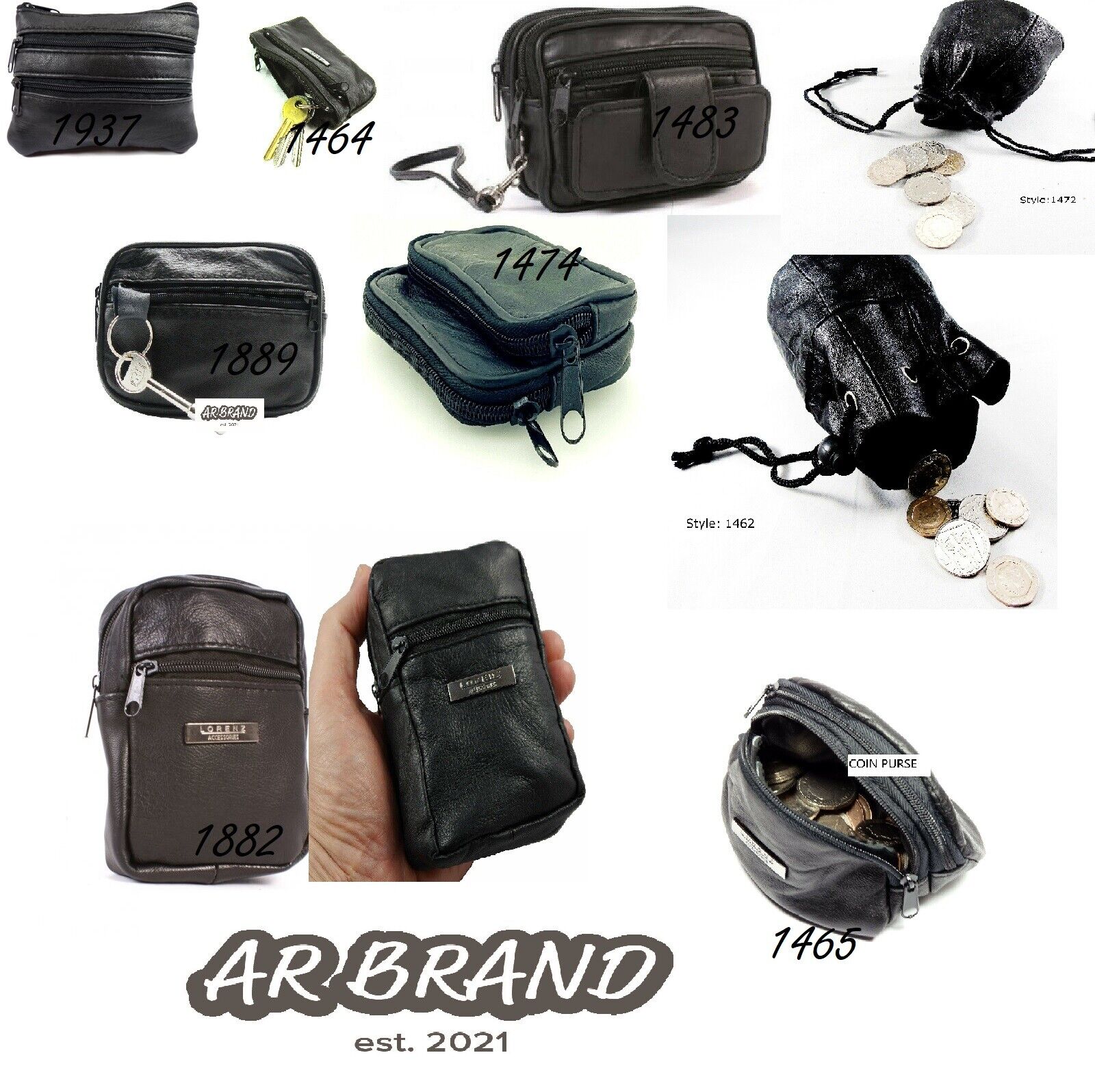 COIN POUCH CHANGE LEATHER ZIPPED