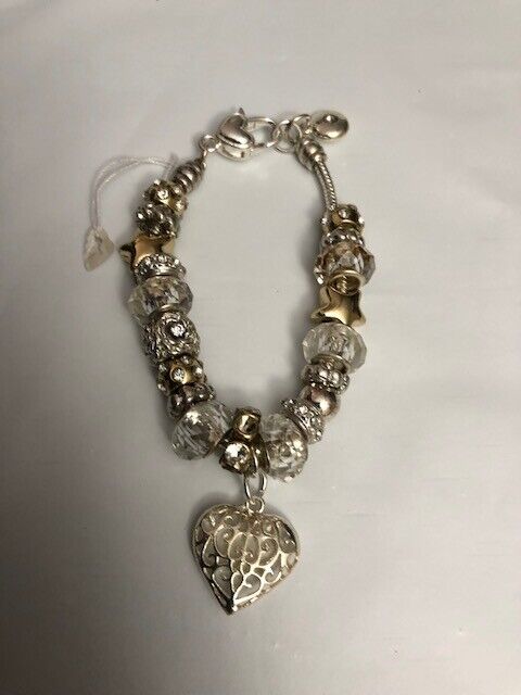 Bracelet Womens Jewellery Gift UK Heart Linked Charm