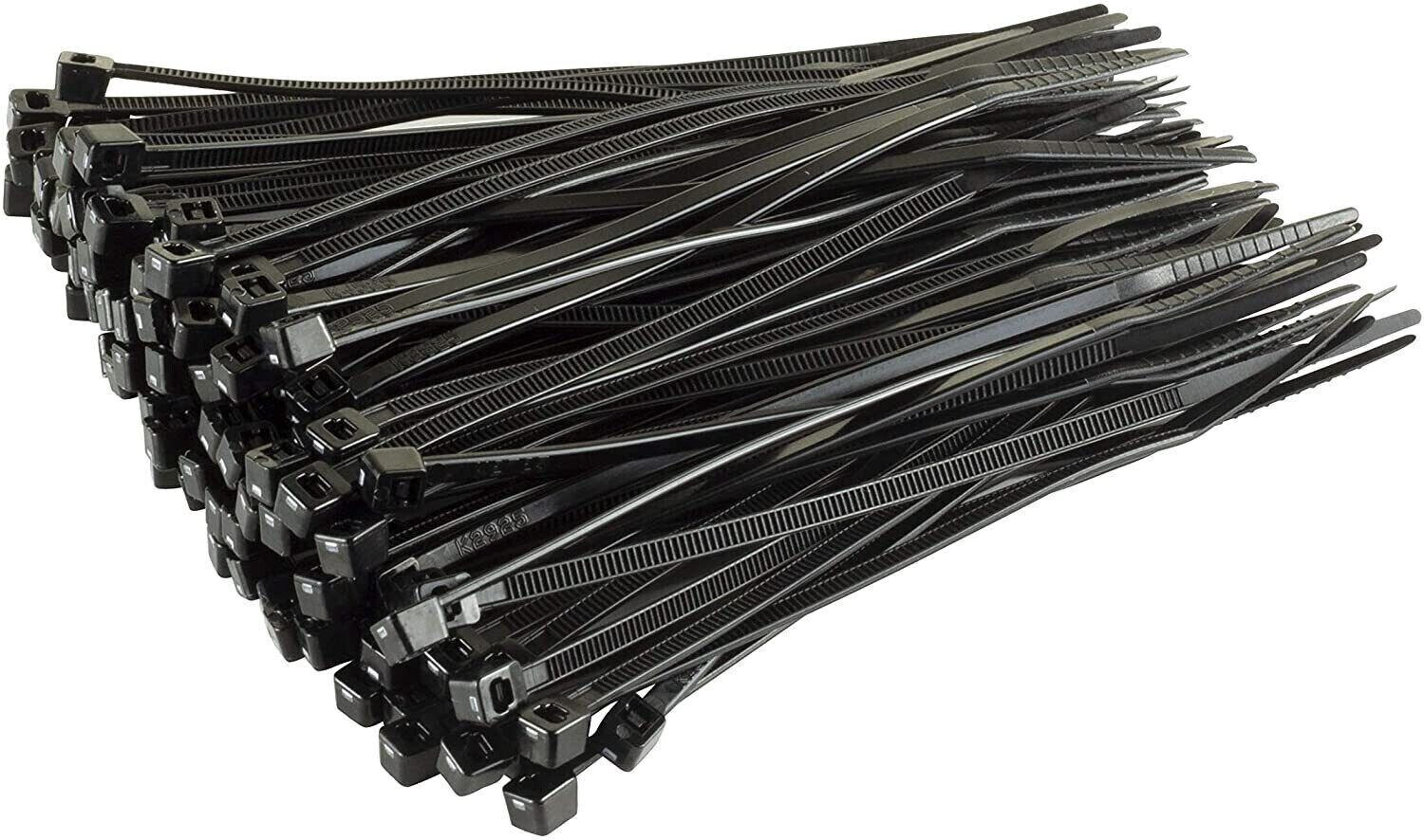 CABLE TIES PACK OF 200 BLACK 250mm x 4.6mm  HEAVY DUTY NYLON Free Delivery