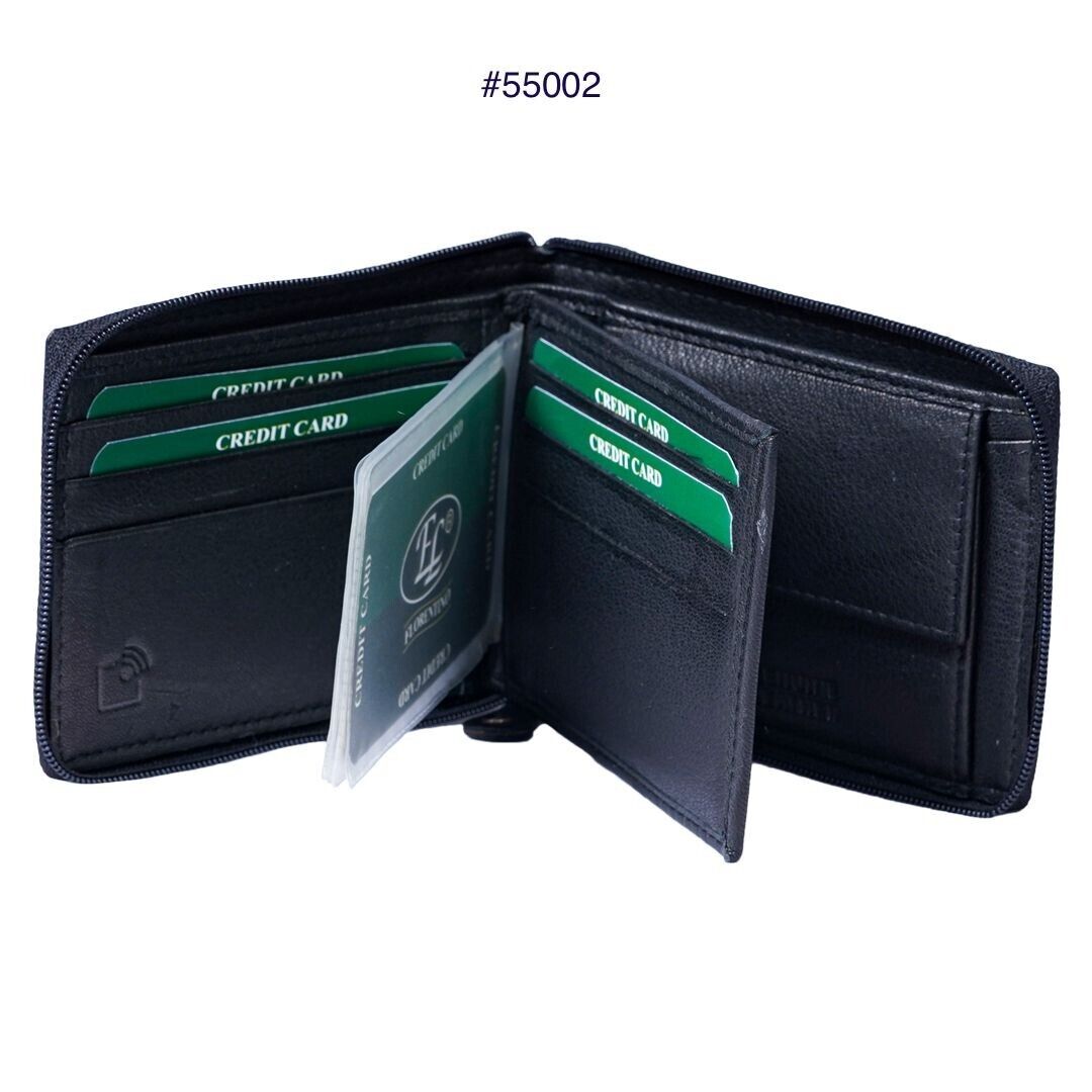 FL Mens Wallet RFID Signal Blocking Full Zip Around Nappa Leather Wallet