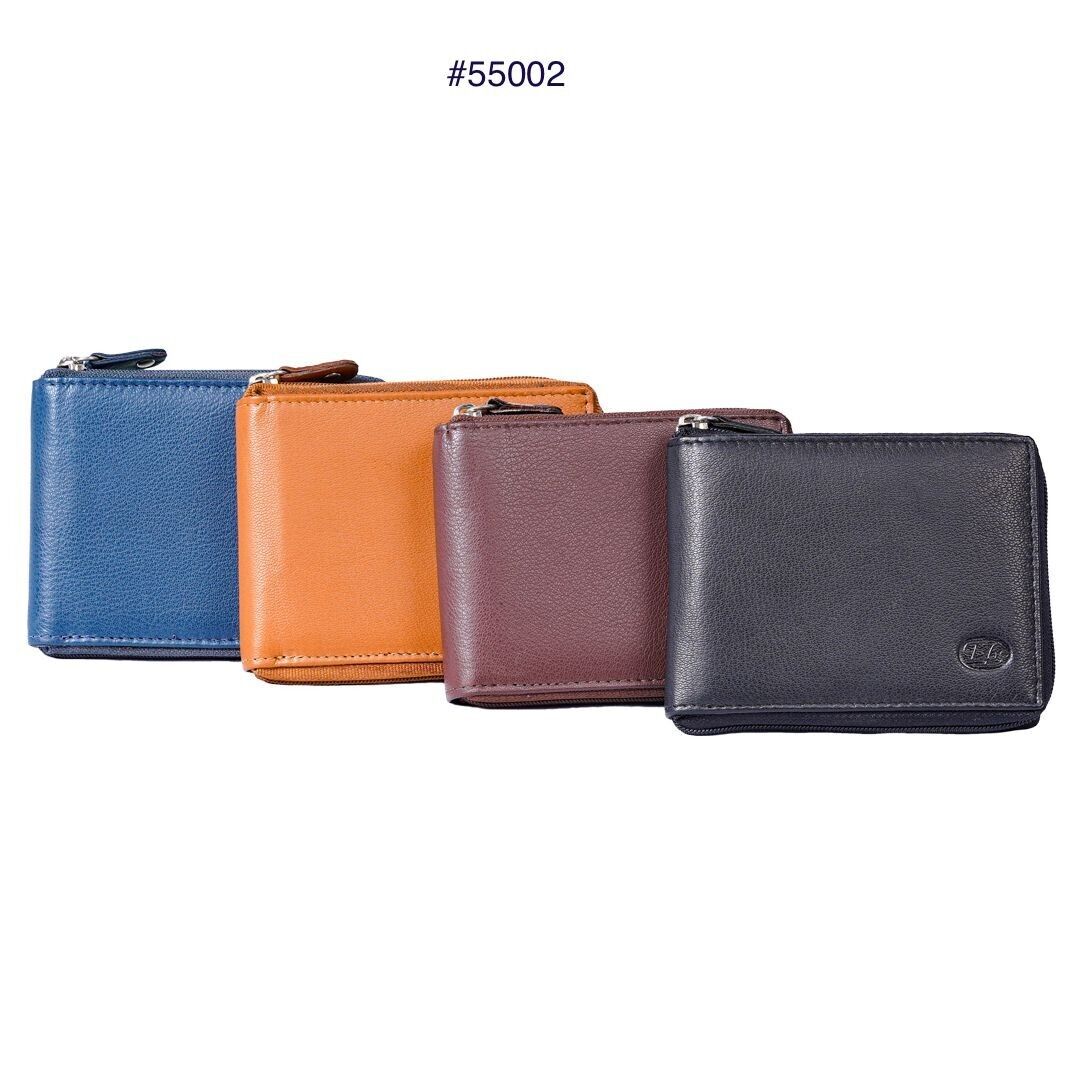 FL Mens Wallet RFID Signal Blocking Full Zip Around Nappa Leather Wallet