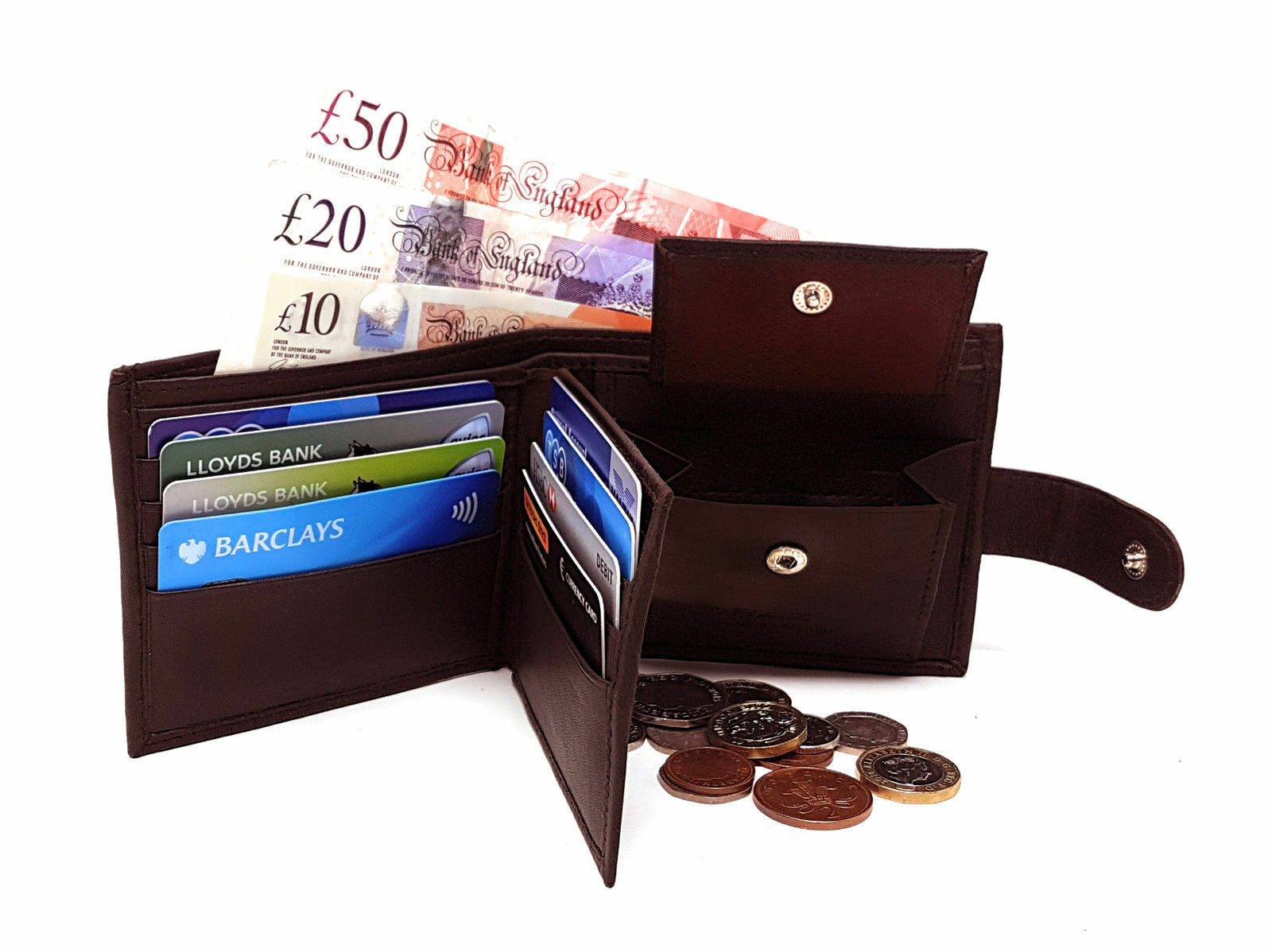 Designer Mens Leather Wallet RFID SAFE Contactless Card Blocking ID