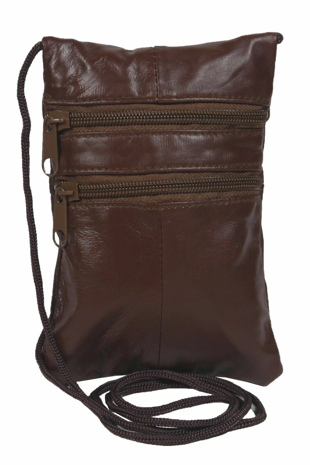 Brown Leather Mini Small Neck Purse Cross Body Tote Travel Satchel Bag