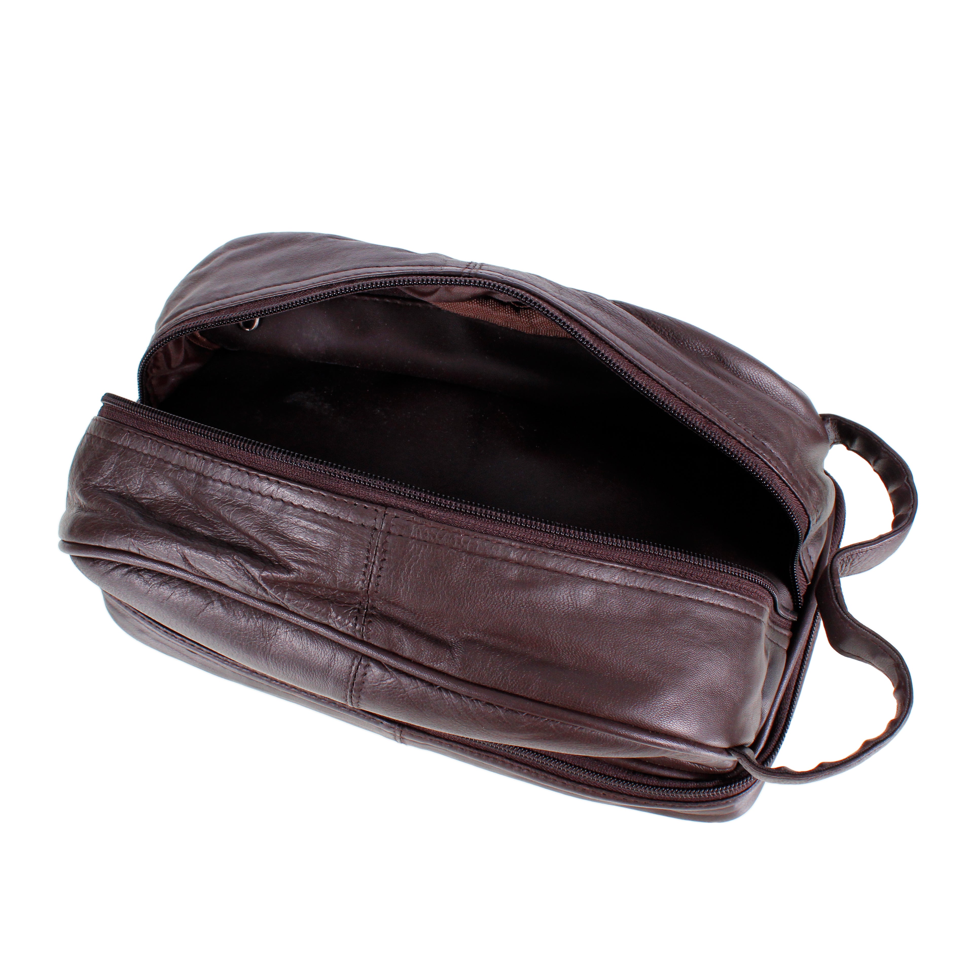 Brown Leather Washbag Mens