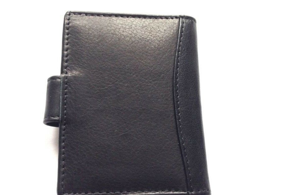 Soft Genuine Leather Compact Credit Debit Card Holder Case with Plastic Sleeves