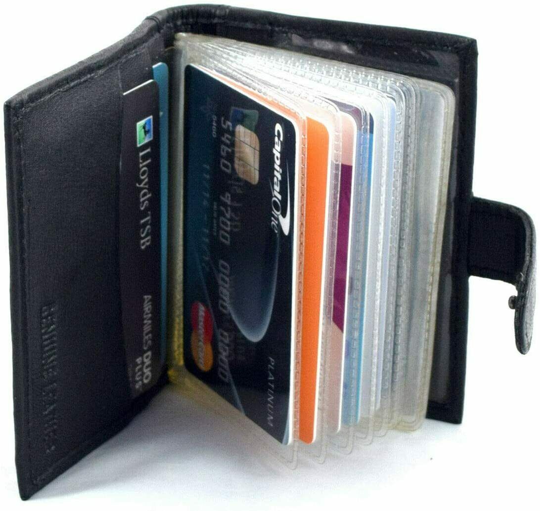 Soft Genuine Leather Compact Credit Debit Card Holder Case with Plasti – AR BRAND STORE