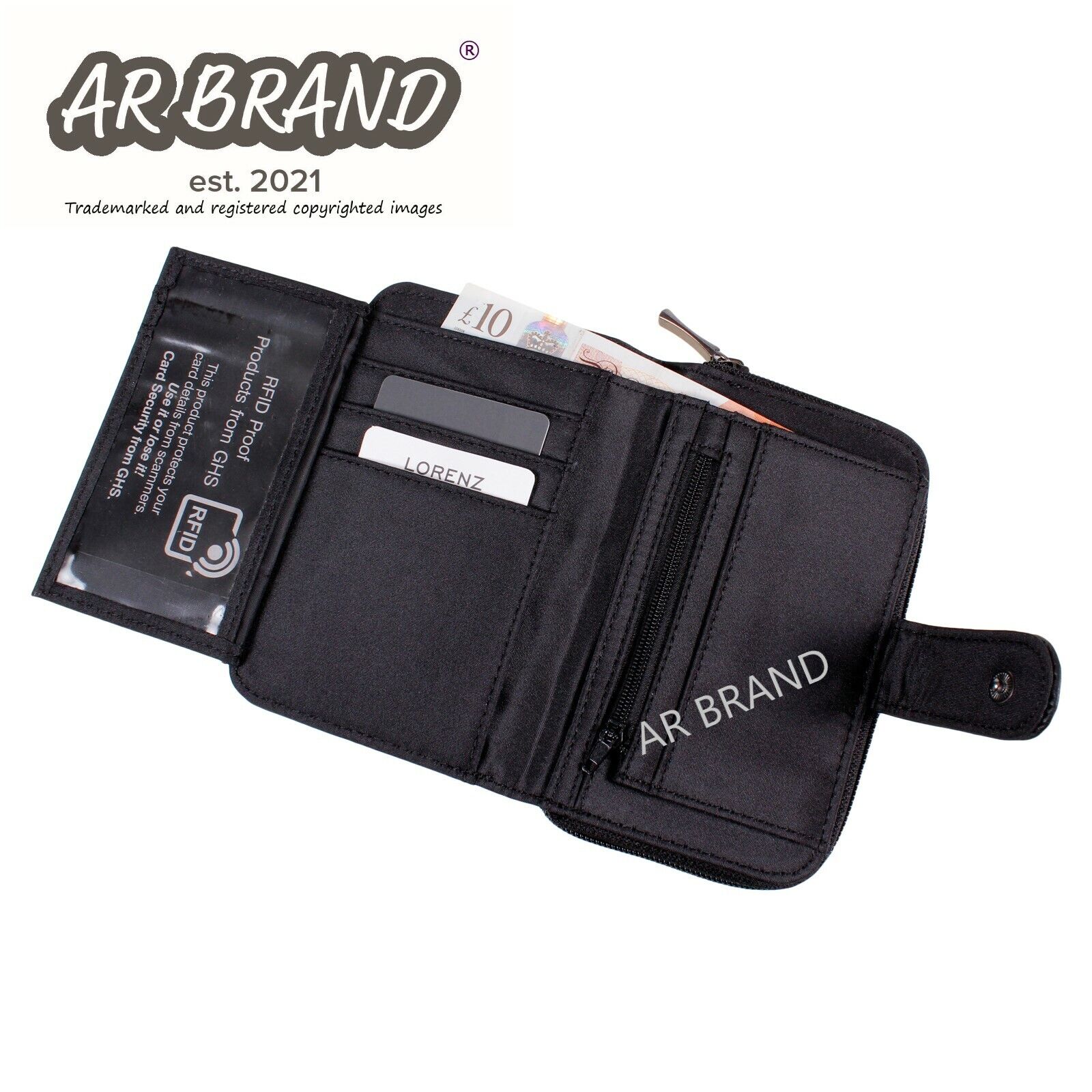 Ladies REAL LEATHER PURSE zip round wallet 6 card slots ID window QUALITY Womens
