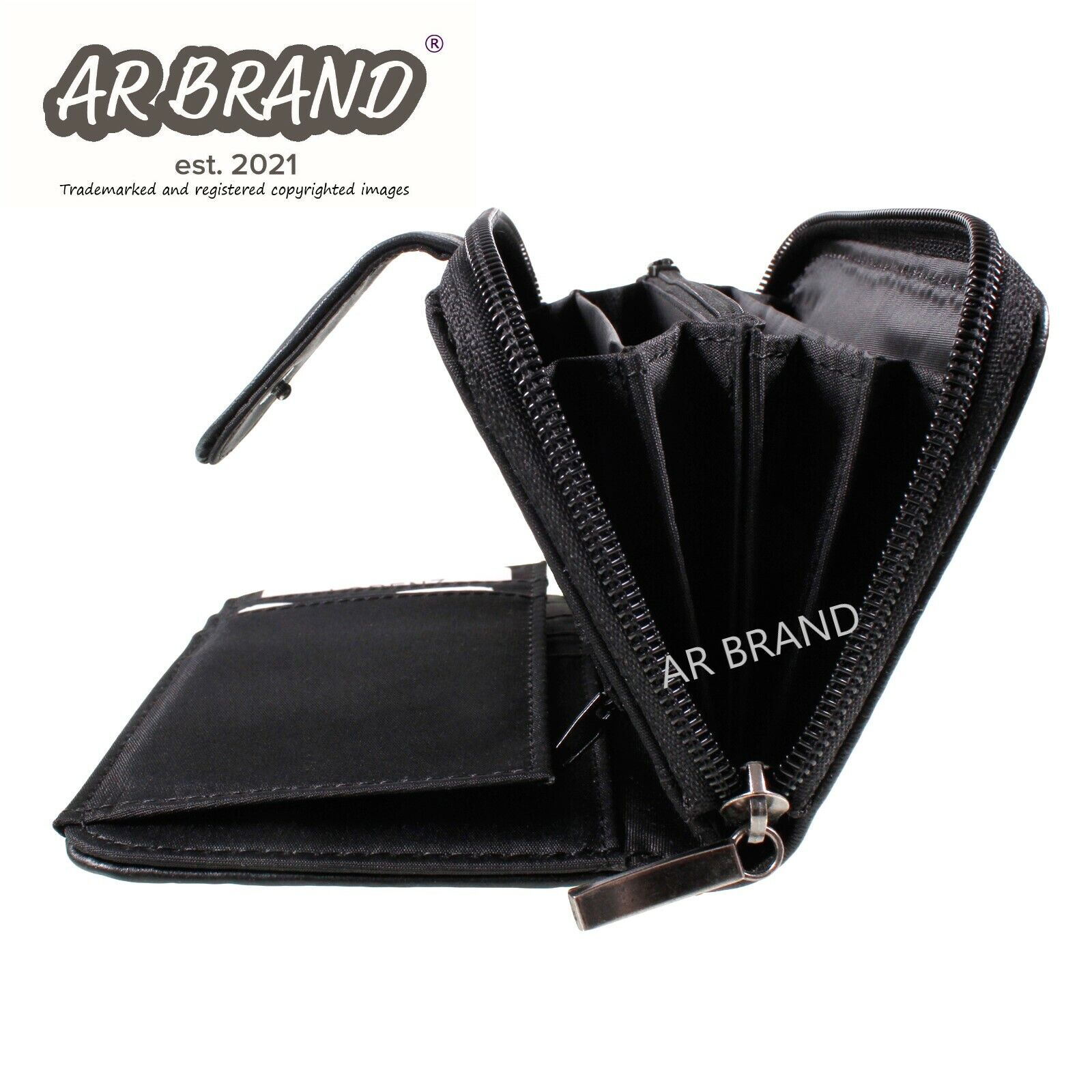 Ladies REAL LEATHER PURSE zip round wallet 6 card slots ID window QUALITY Womens