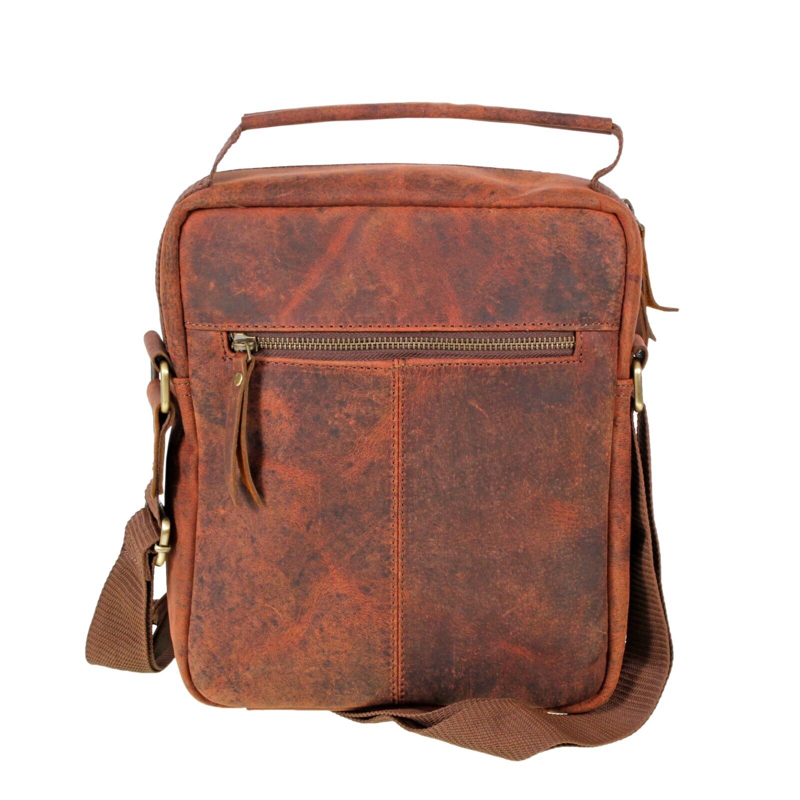 Premium Unisex Tan Genuine Leather Travel Messenger Bag For Ipad Tablet