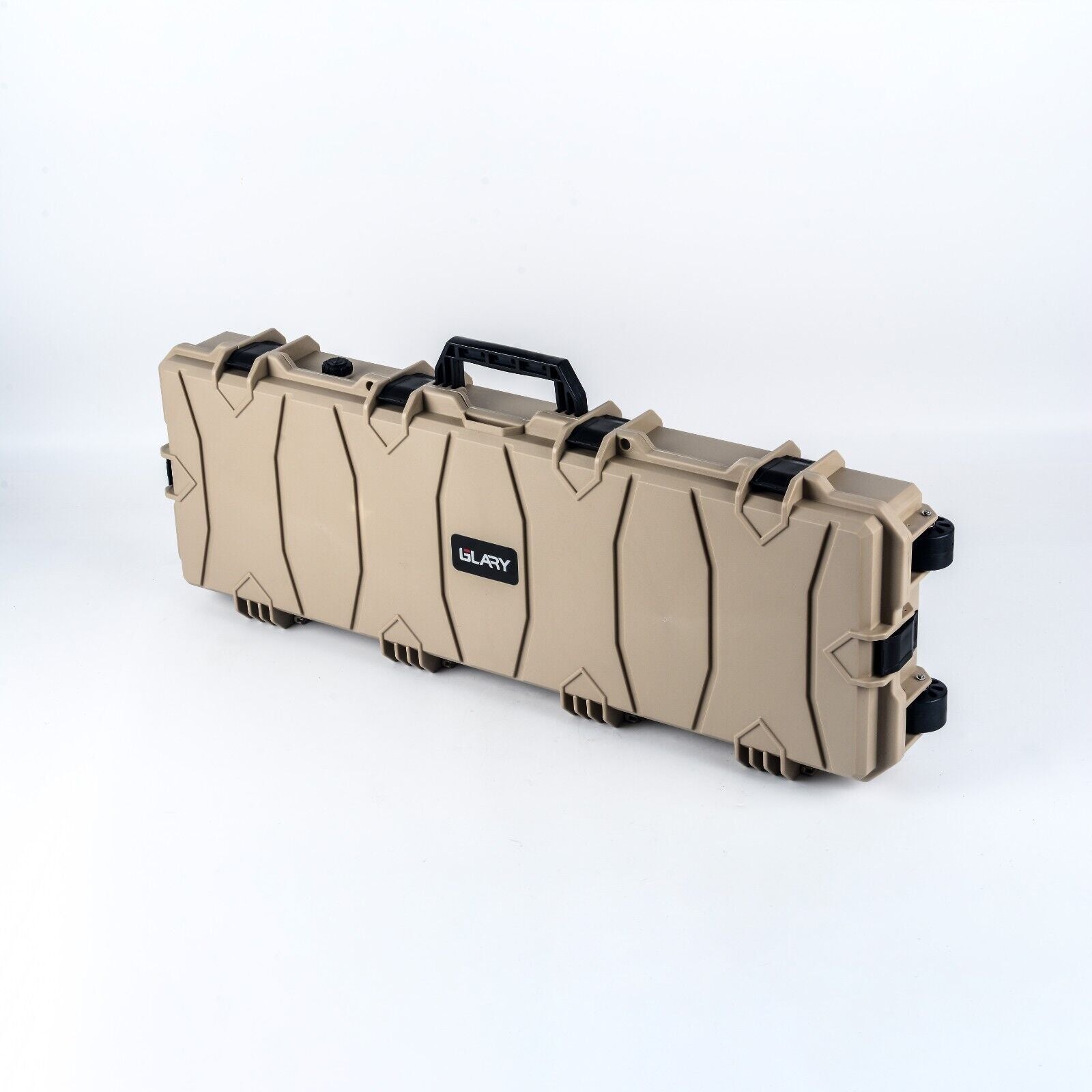 Large Wheeled Airsoft Rifle Hard Gun Case - (Wave and pick and pluck) Tan shade
