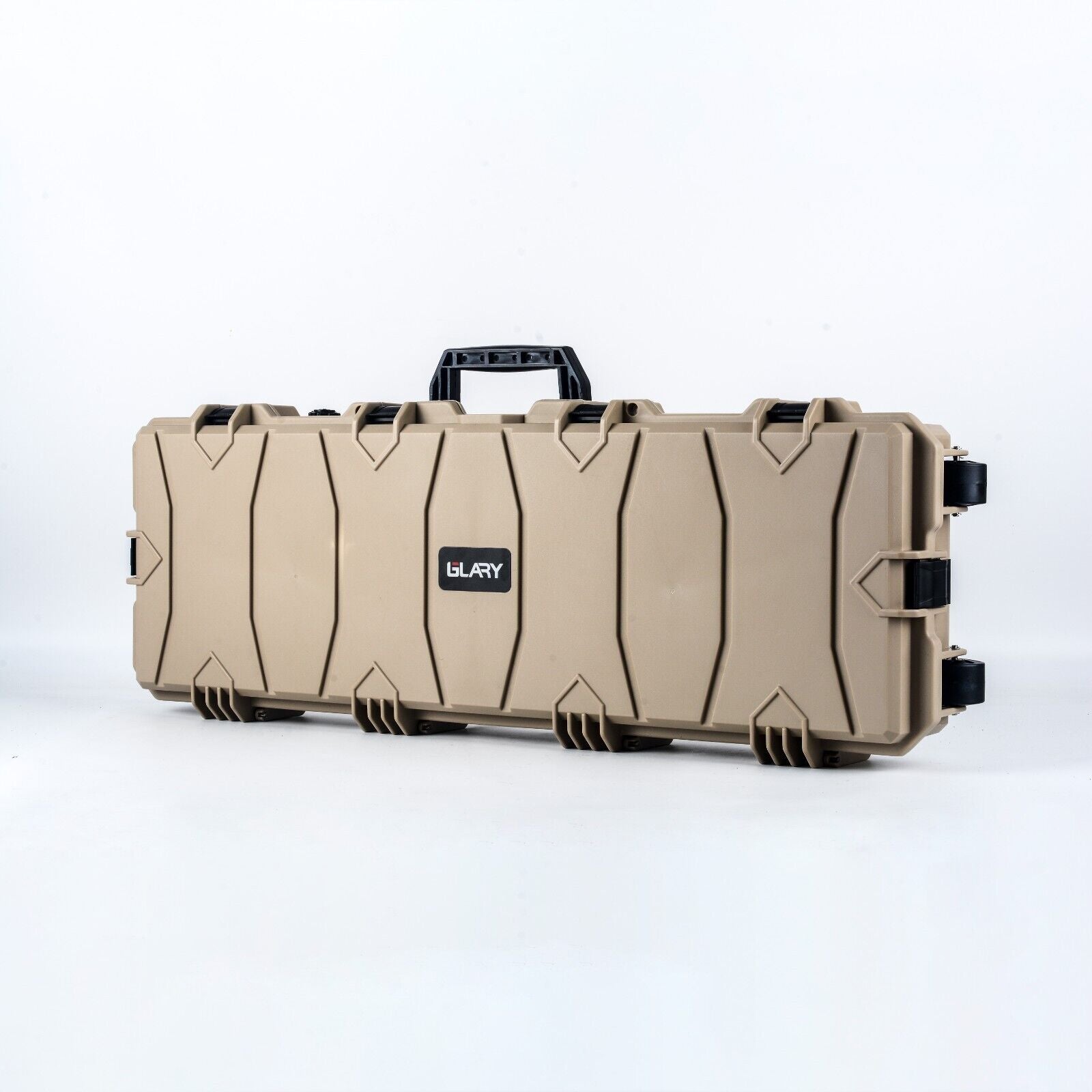 Large Wheeled Airsoft Rifle Hard Gun Case - (Wave and pick and pluck) Tan shade