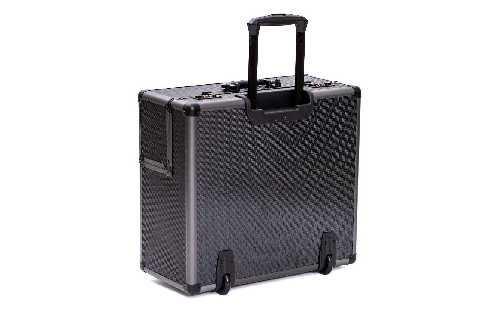 Pro XL Black / Gun Metal Aluminium Pilot Wheeled Trolley Case Hard Briefcase AR