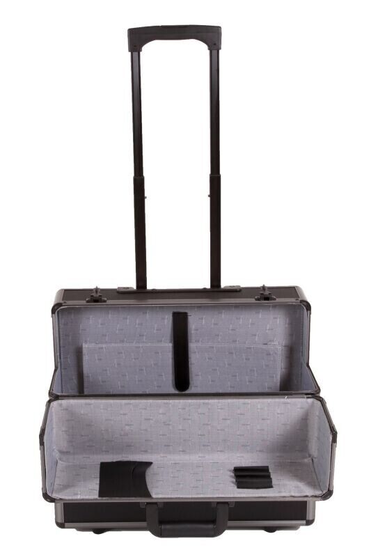 Pro XL Black / Gun Metal Aluminium Pilot Wheeled Trolley Case Hard Briefcase