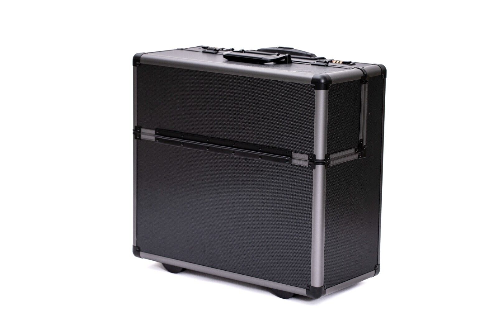 Pro XL Black / Gun Metal Aluminium Pilot Wheeled Trolley Case Hard Briefcase