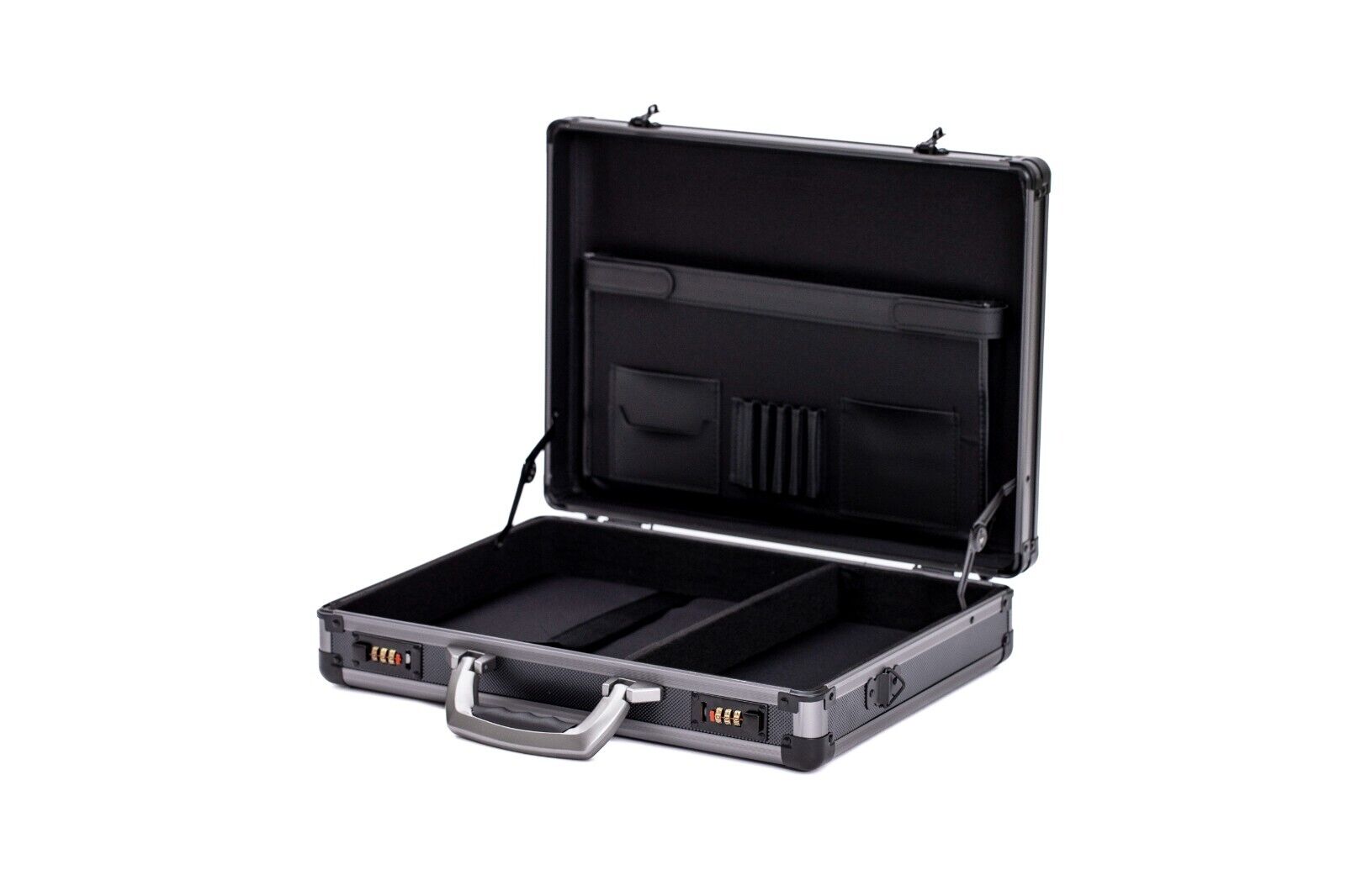 Pro Aluminium Executive Laptop Padded Briefcase Attache Case Black