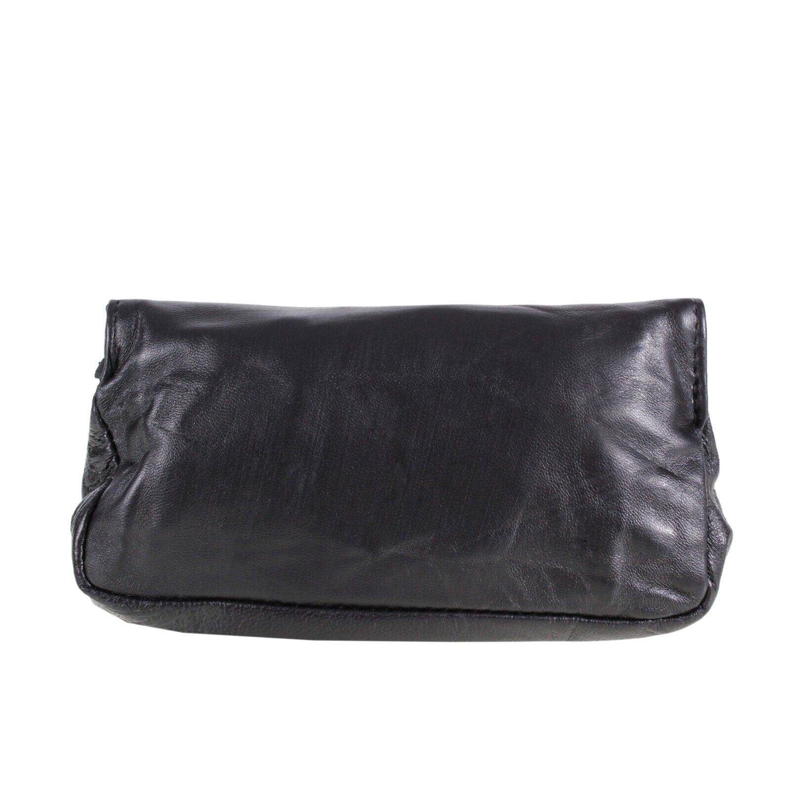 Leather Tobacco Pouch Black Magnetic buttons zipped compartment