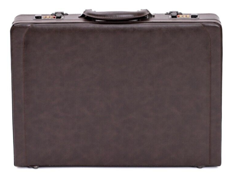 Deluxe Faux Leather Expandable Executive Attache Case Briefcase Dark Brown