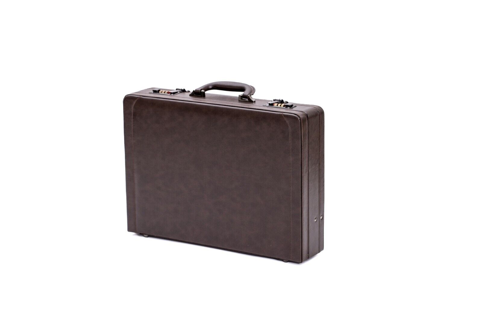 Deluxe Faux Leather Expandable Executive Attache Case Briefcase Dark Brown PR