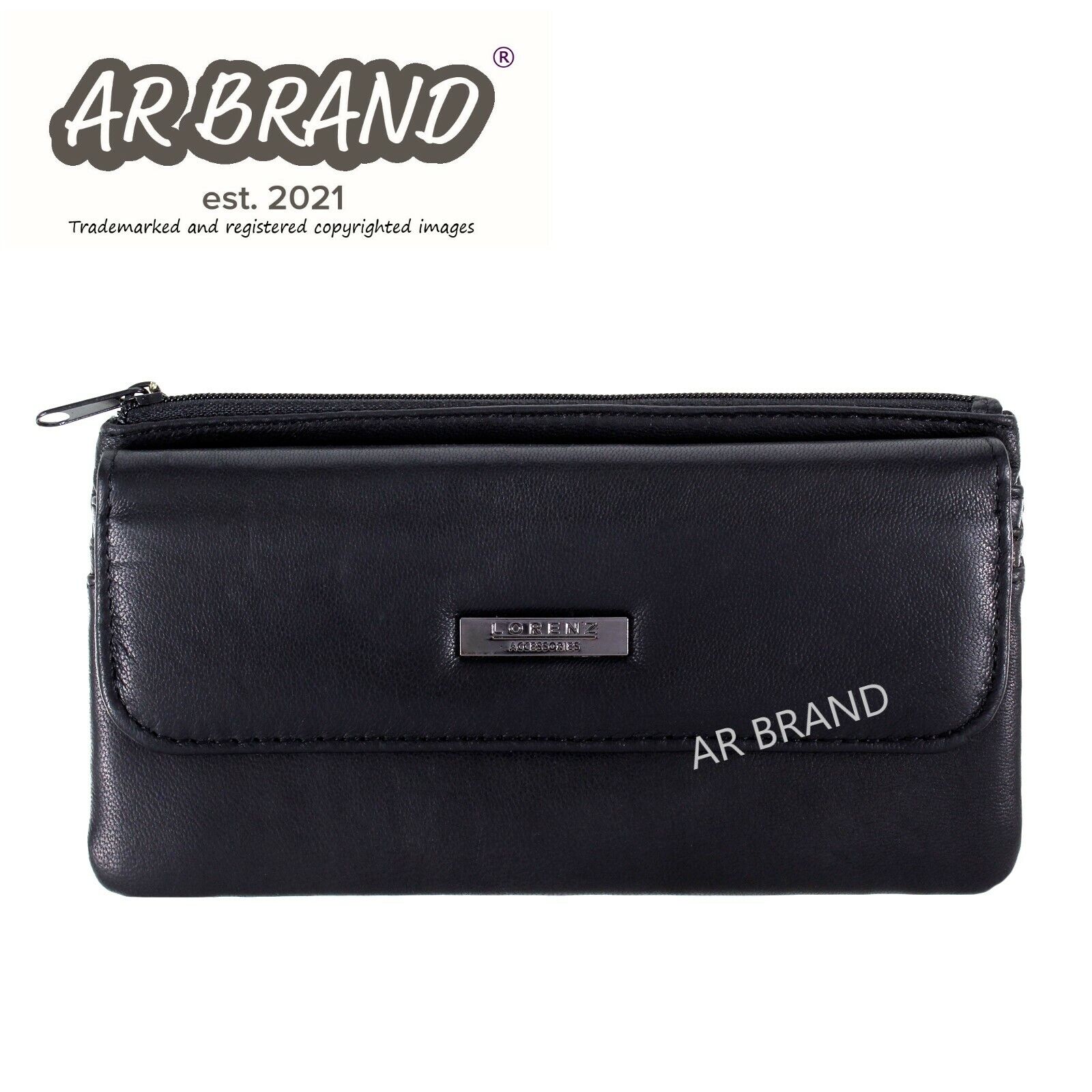 Womens Ladies Black Soft Leather Slim Purse Travel