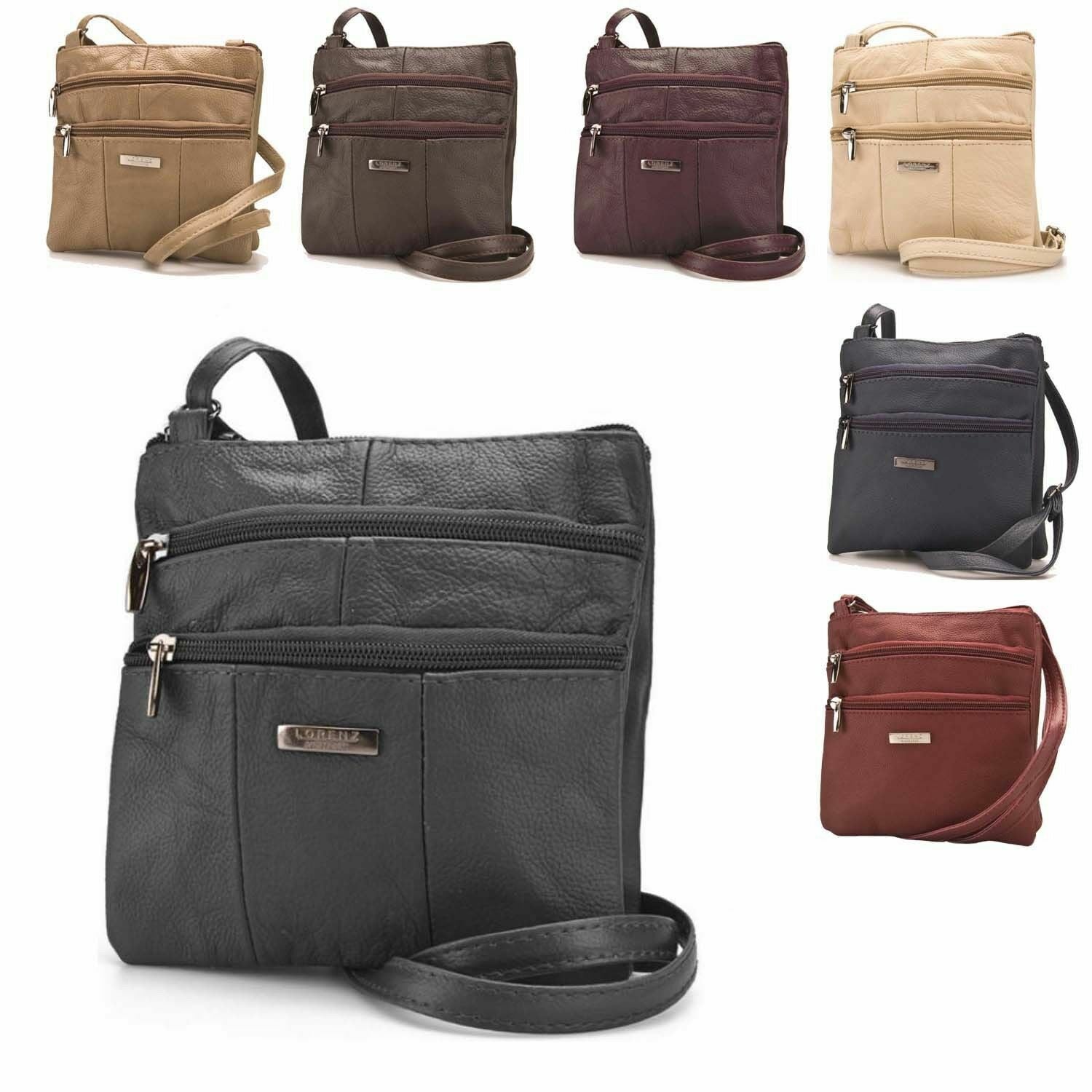 LORENZ Real Leather Small Womens Ladies Cross Body Shoulder Bag
