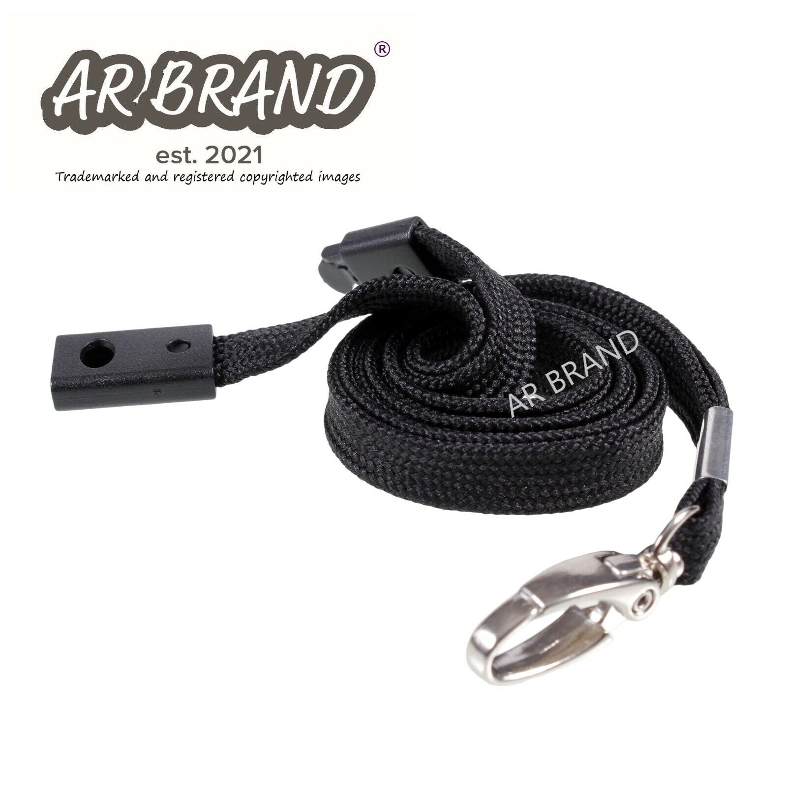 1 Lanyard Neck Strap With Strong Metal Lobster Clip - Fabric  1 PC Black